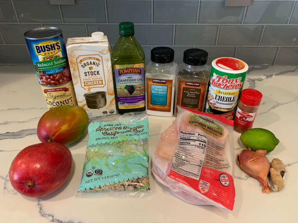 chicken ginger mango rice bowl ingredients 1